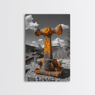 Rusty Bolt, Yellow Steel, Industrial Contrast