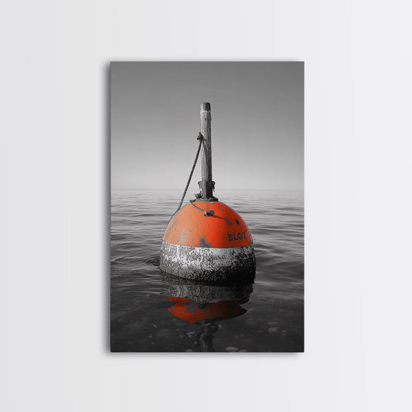 Ocean Buoy, Red Marker, Maritime Minimalism