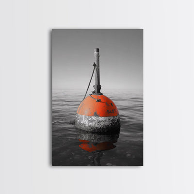 Ocean Buoy, Red Marker, Maritime Minimalism