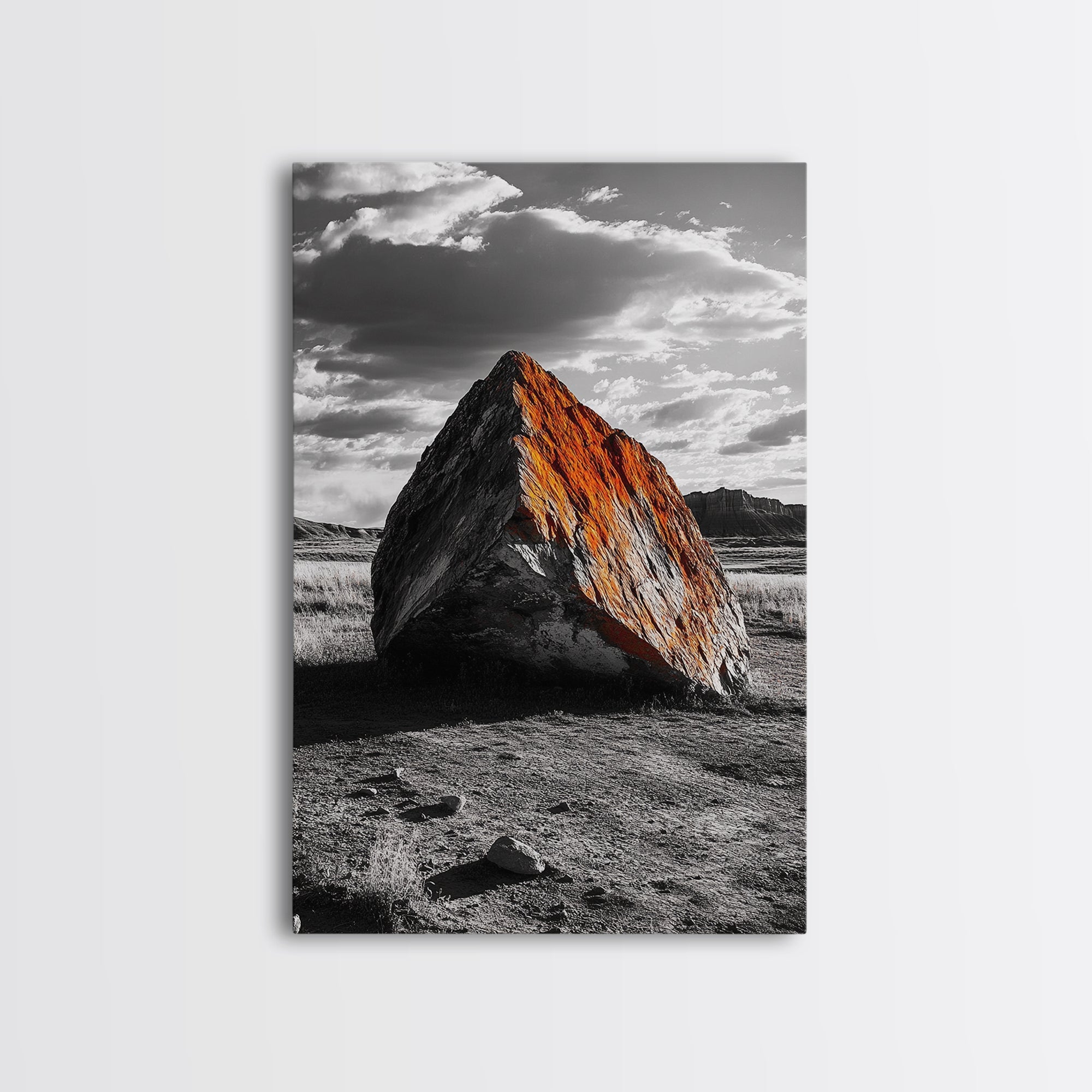 Red Rock, Sunset Boulders, Wild West Plains, Canvas Print, Desert Landscape Art, Living Room Wall Decor, Nature Photography