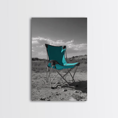 Teal Camp Chair, Outdoor Minimalism, Desert Art