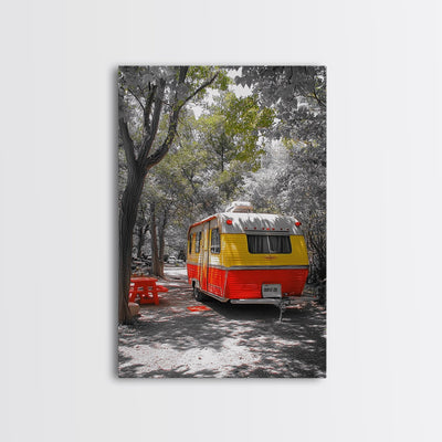 Retro Camper Van, Forest Escape, Travel Wall Art