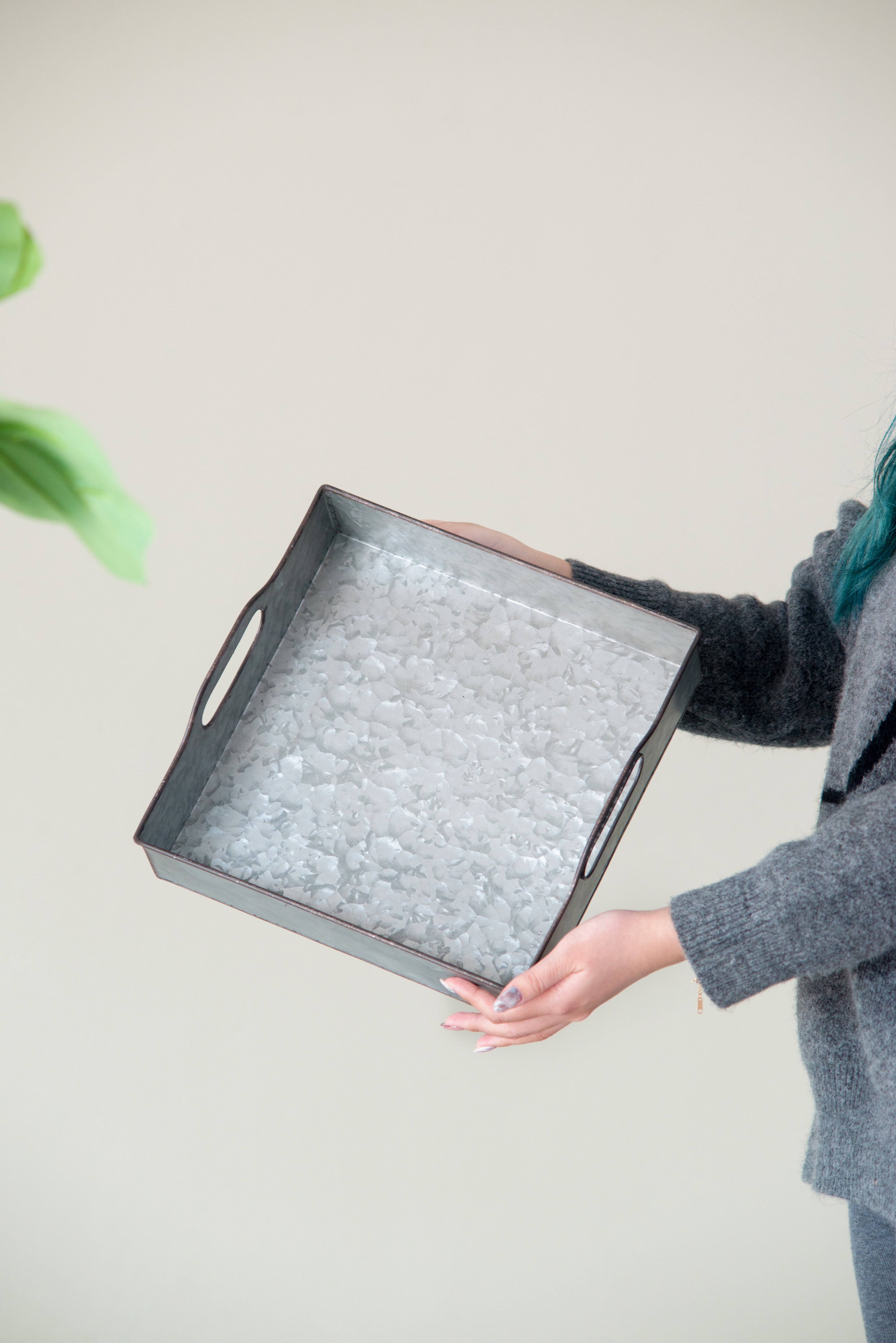 Set of 3 Decorative Galvanized Trays