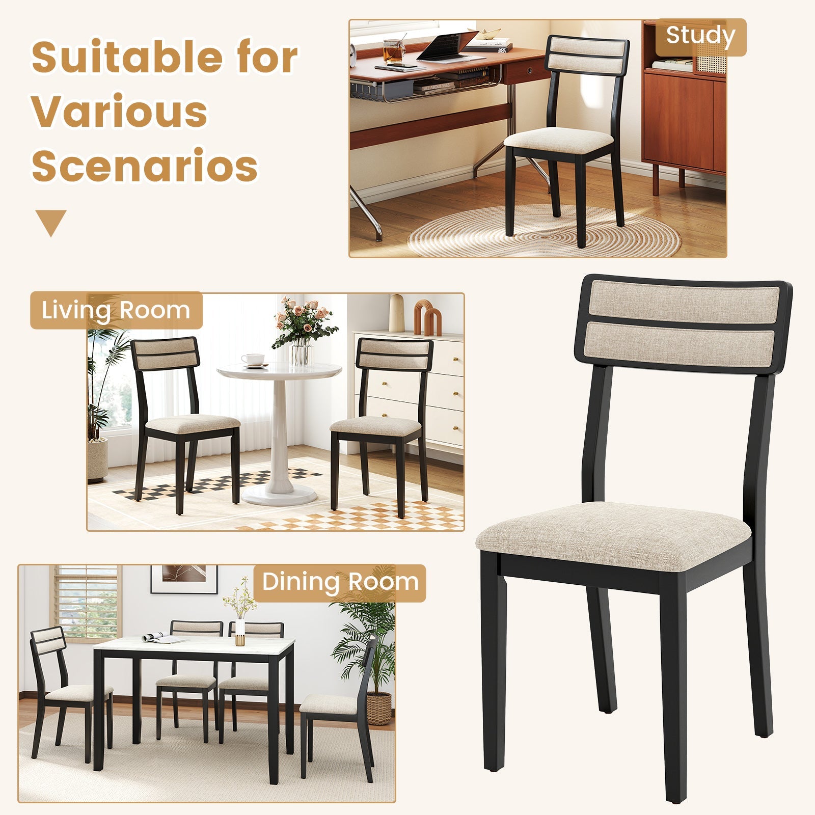 Modern Dining Chairs Set of 2 with Tilt Backrest