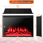 Electric Fireplace Recessed 34/37 Inch with Adjustable Flames