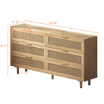 59.06" 6-Drawer Rattan Dresser