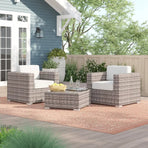 Rattan Wicker 2-Person Seating Set with Cushions