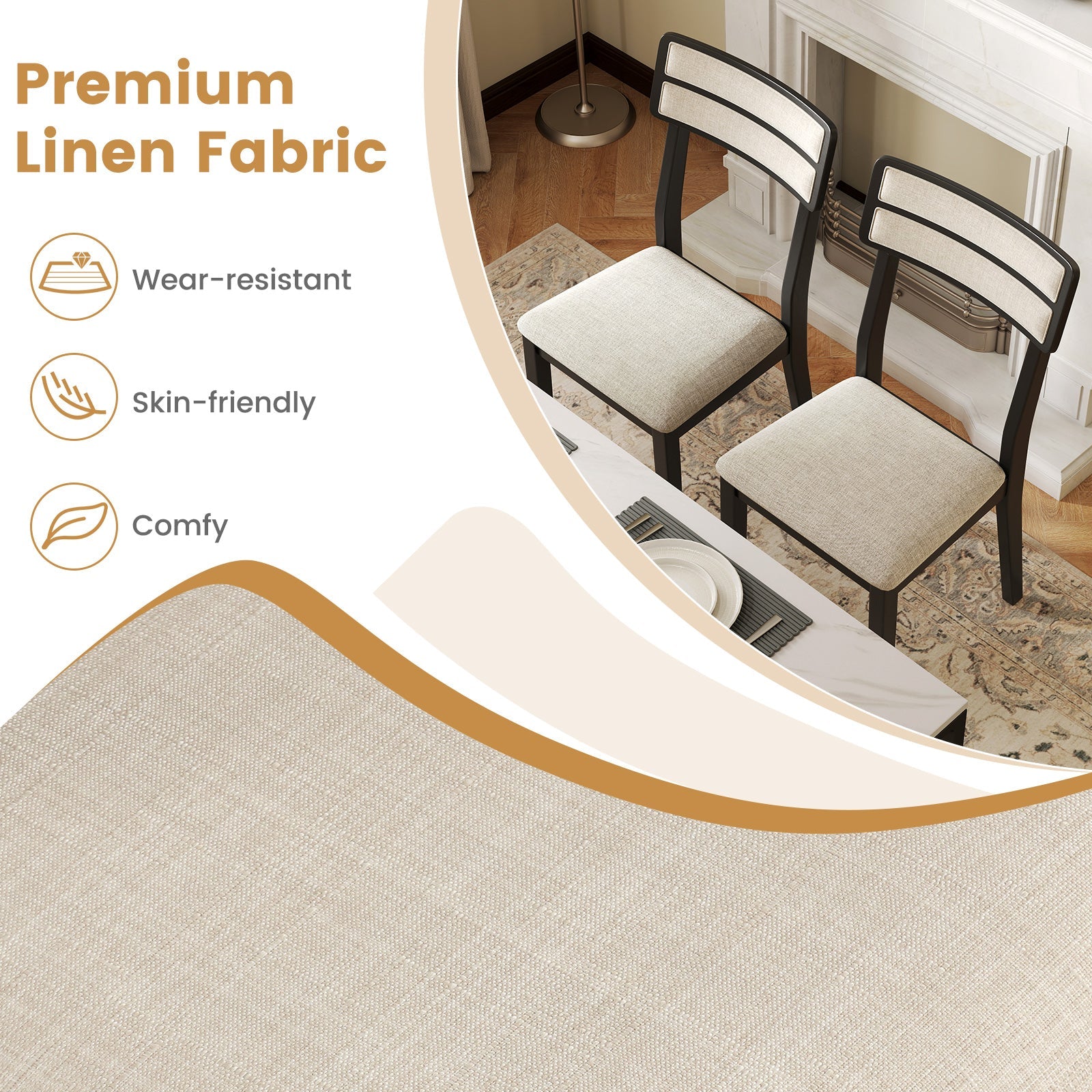 Modern Dining Chairs Set of 2 with Tilt Backrest