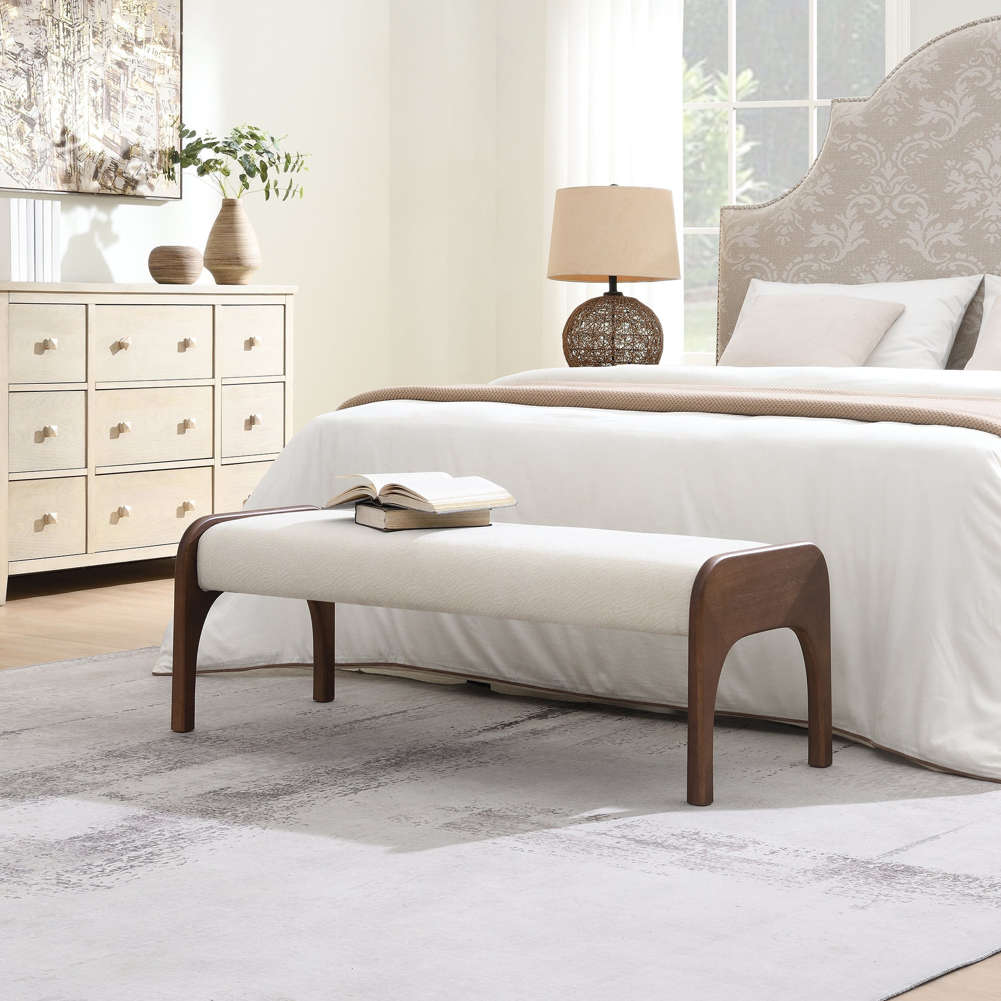 50.25 Inch Upholstered Long Bench