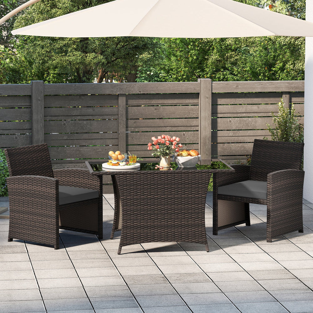 3-Piece Handwoven Wicker Patio Dining Set