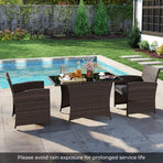 3-Piece Handwoven Wicker Patio Dining Set