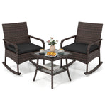 3-Piece Rocking Bistro Set with Cushions & Side Table