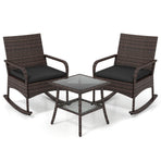 3-Piece Rocking Bistro Set with Cushions & Side Table