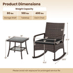 3-Piece Rocking Bistro Set with Cushions & Side Table