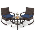 3-Piece Rocking Bistro Set with Cushions & Side Table