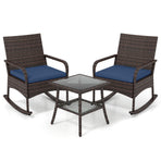 3-Piece Rocking Bistro Set with Cushions & Side Table