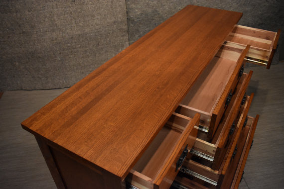 Mission Quarter Sawn Oak 6 Drawer Sideboard - 62