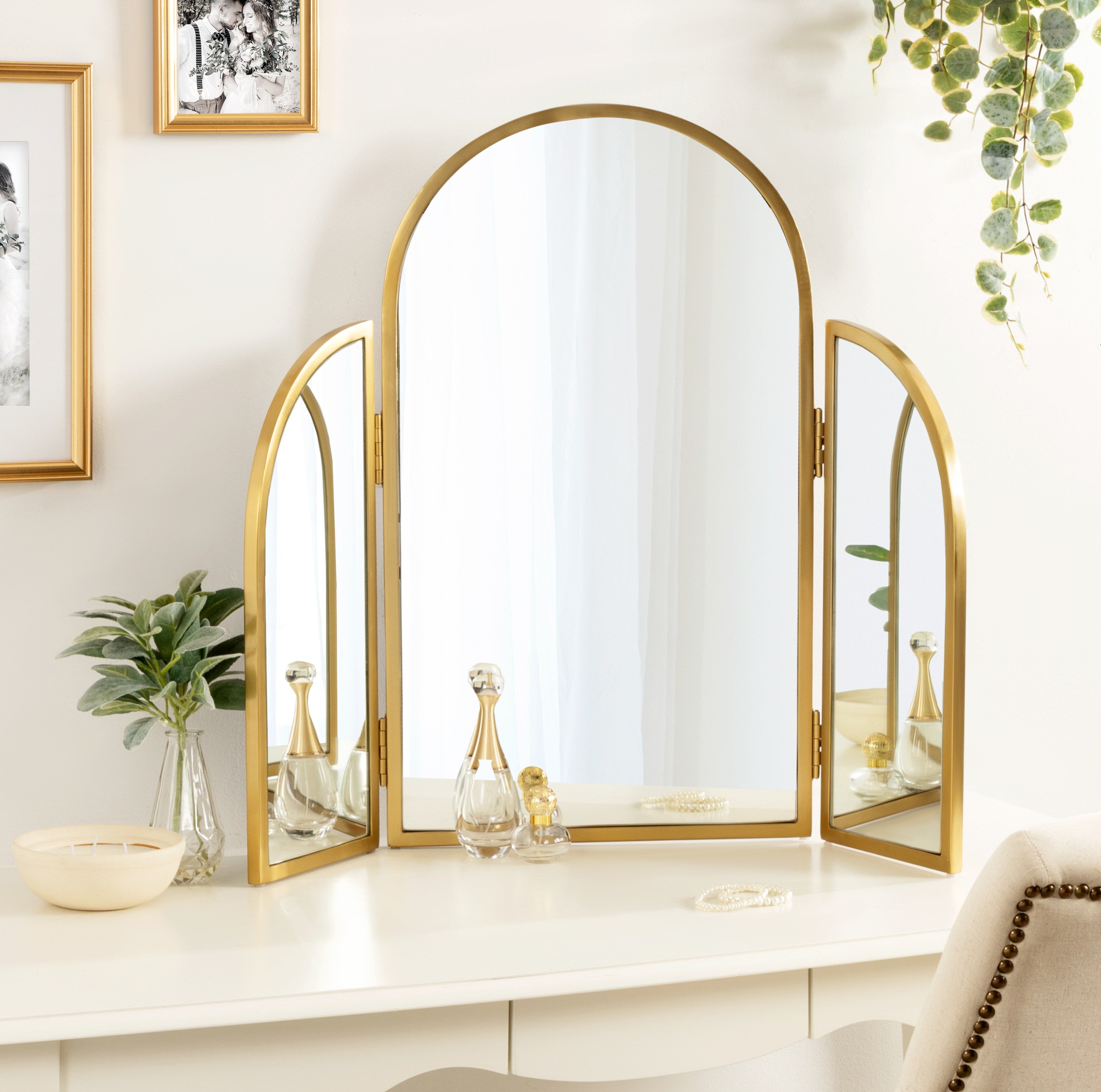Amoli Tri-Fold Arch Metal Mirror