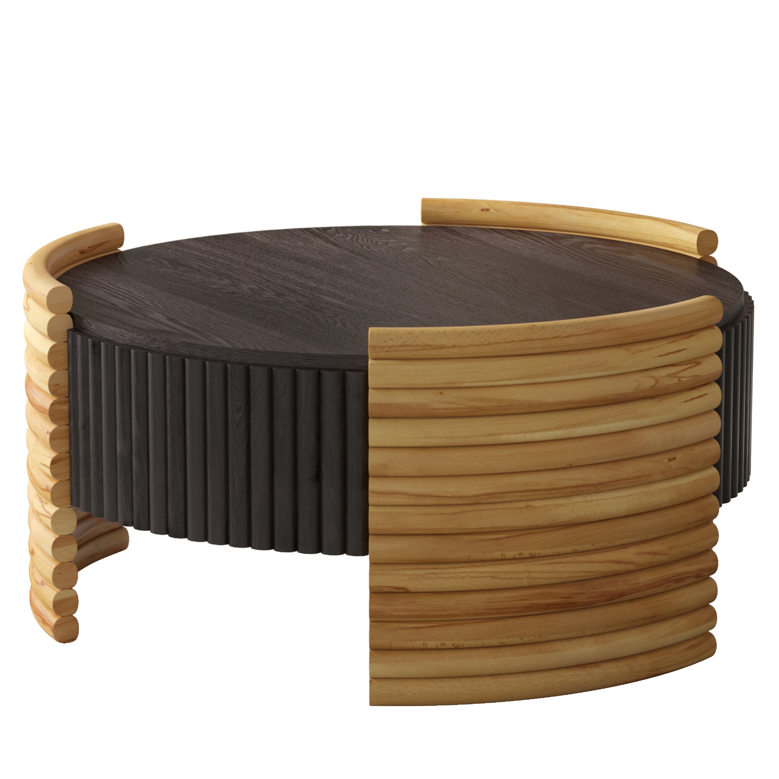Modern Colorblocked Striped Coffee Table