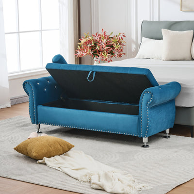 62.2 Inch Soft Velvet Storage Bench
