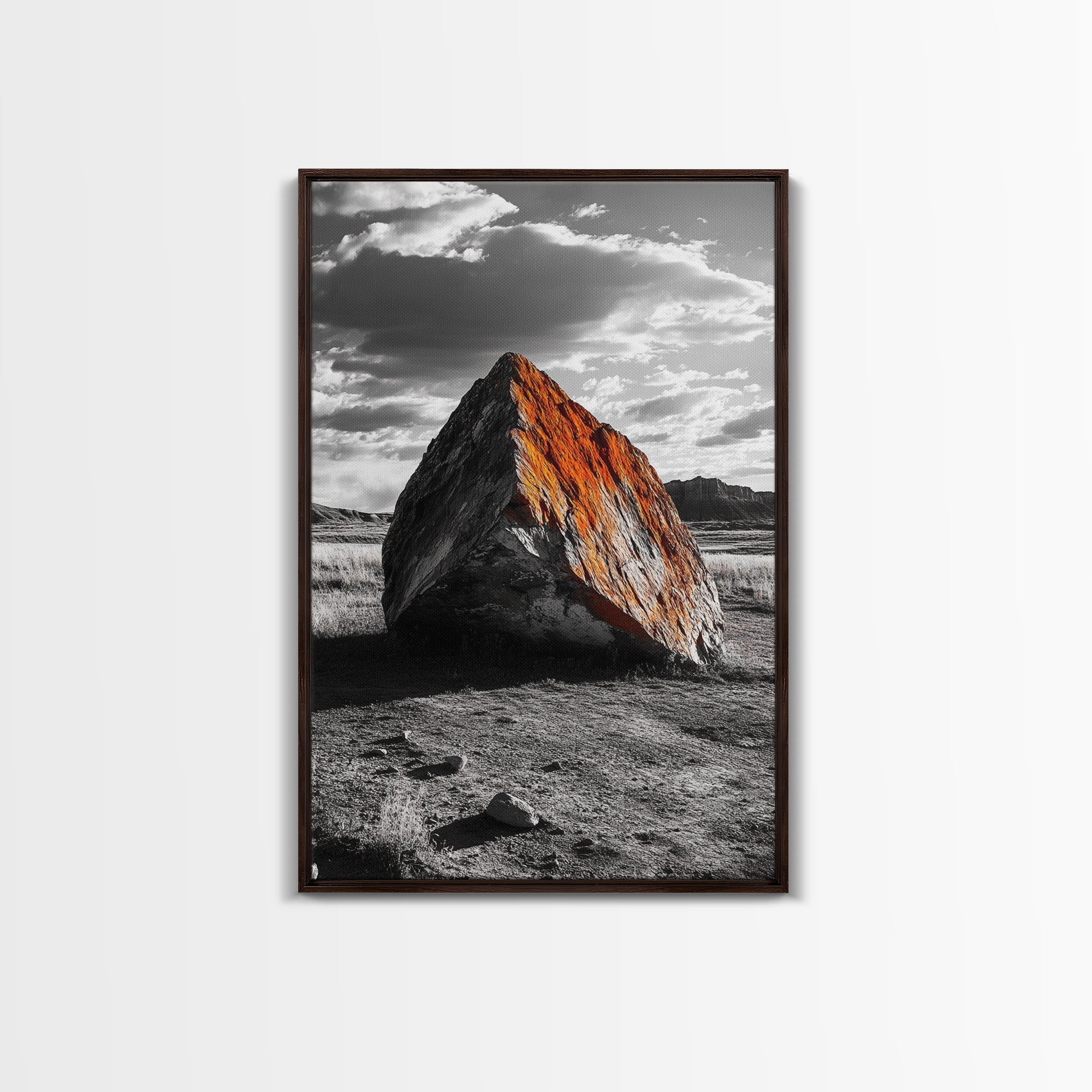Red Rock, Sunset Boulders, Wild West Plains, Canvas Print, Desert Landscape Art, Living Room Wall Decor, Nature Photography