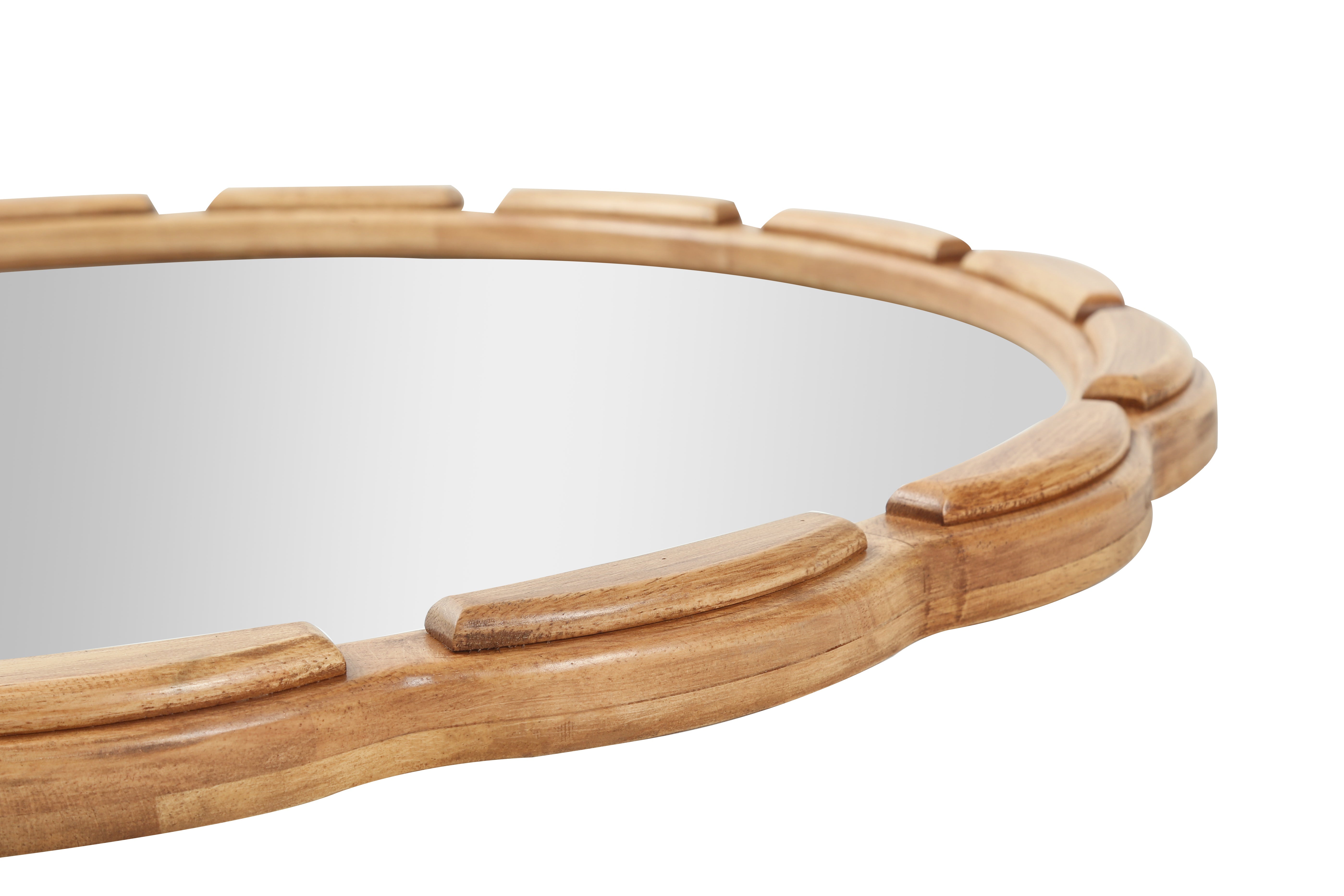 Round Solid Wood Wall Mirror - 31.5
