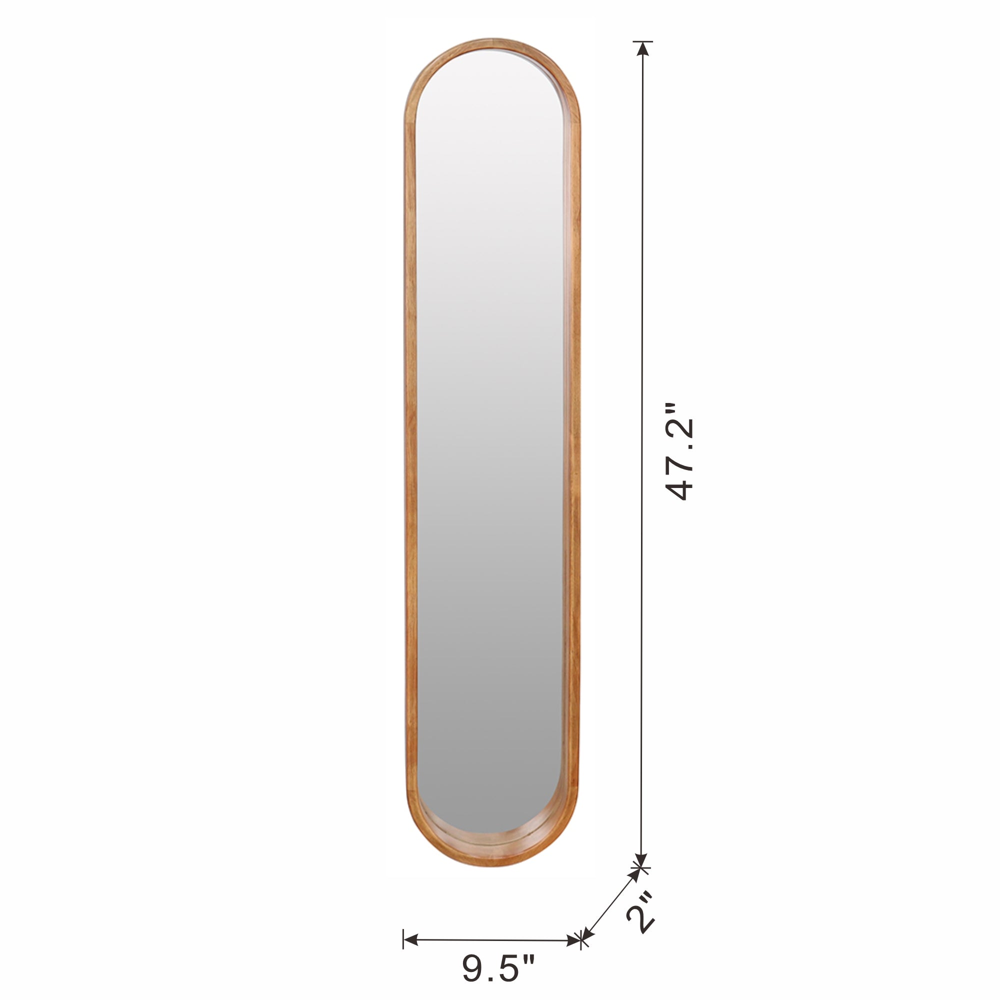 Decorative Rubber Frame Mirror with Elongated Oval Frame