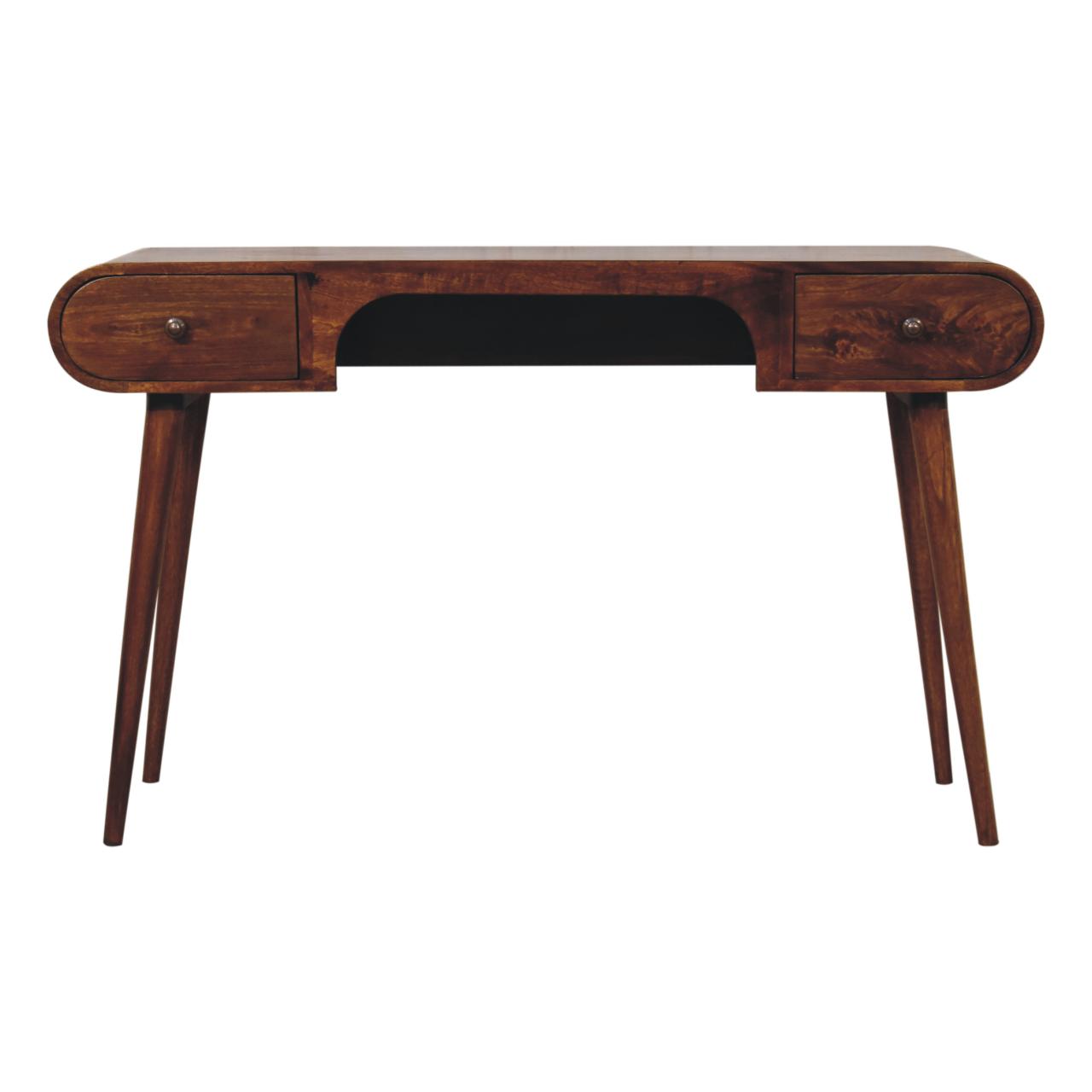 Solid Wood London Arch Desk - Chestnut