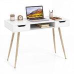 42.5" Mid Century Modern Writing Desk with Metal Leg and Drawers
