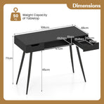 42.5" Mid Century Modern Writing Desk with Metal Leg and Drawers