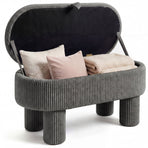 42 Inch Storage Ottoman Bench Corduroy Fabric Upholstered Foot Stool