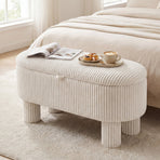 42 Inch Storage Ottoman Bench Corduroy Fabric Upholstered Foot Stool