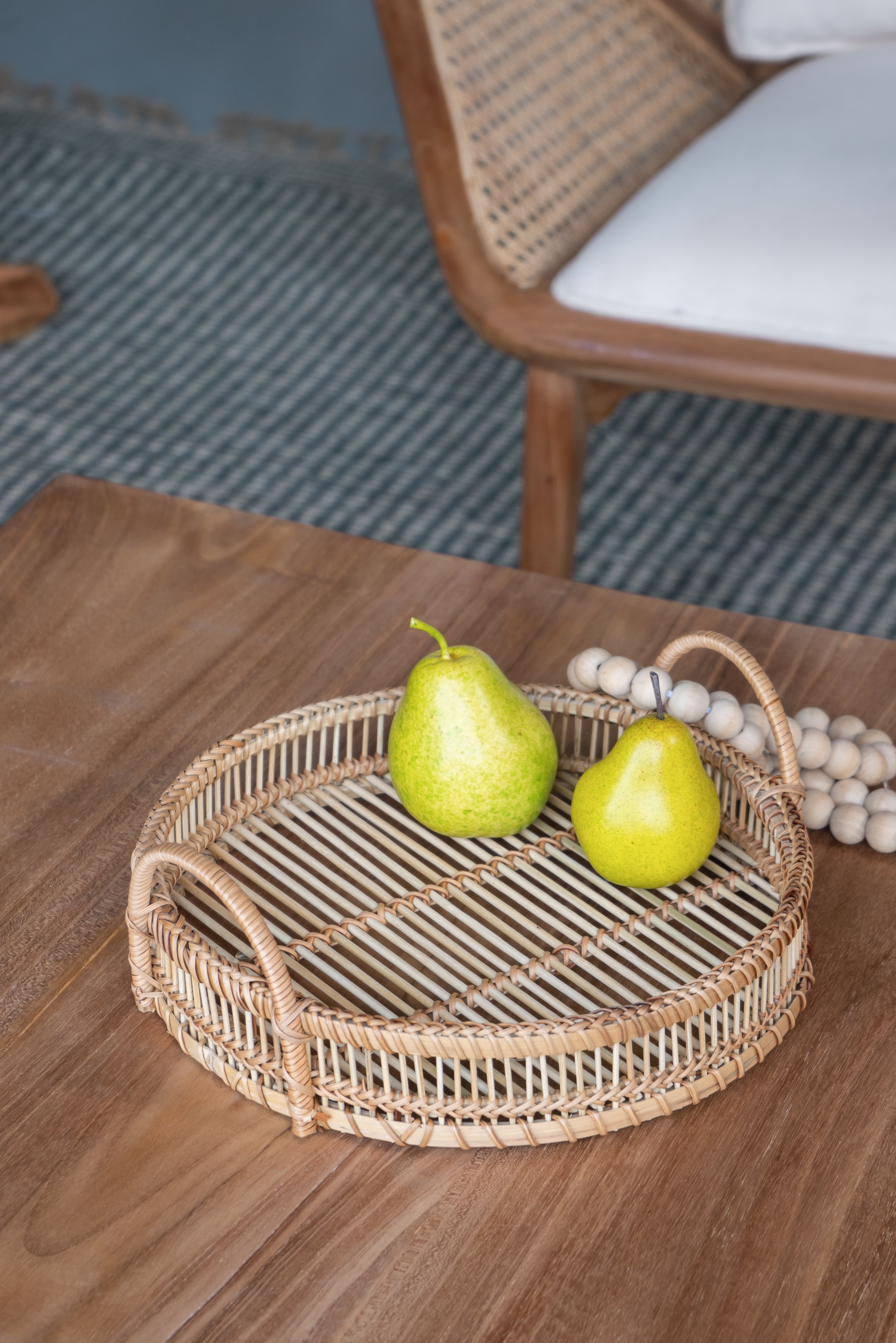 Set of 3 Round Bamboo Decorative Trays