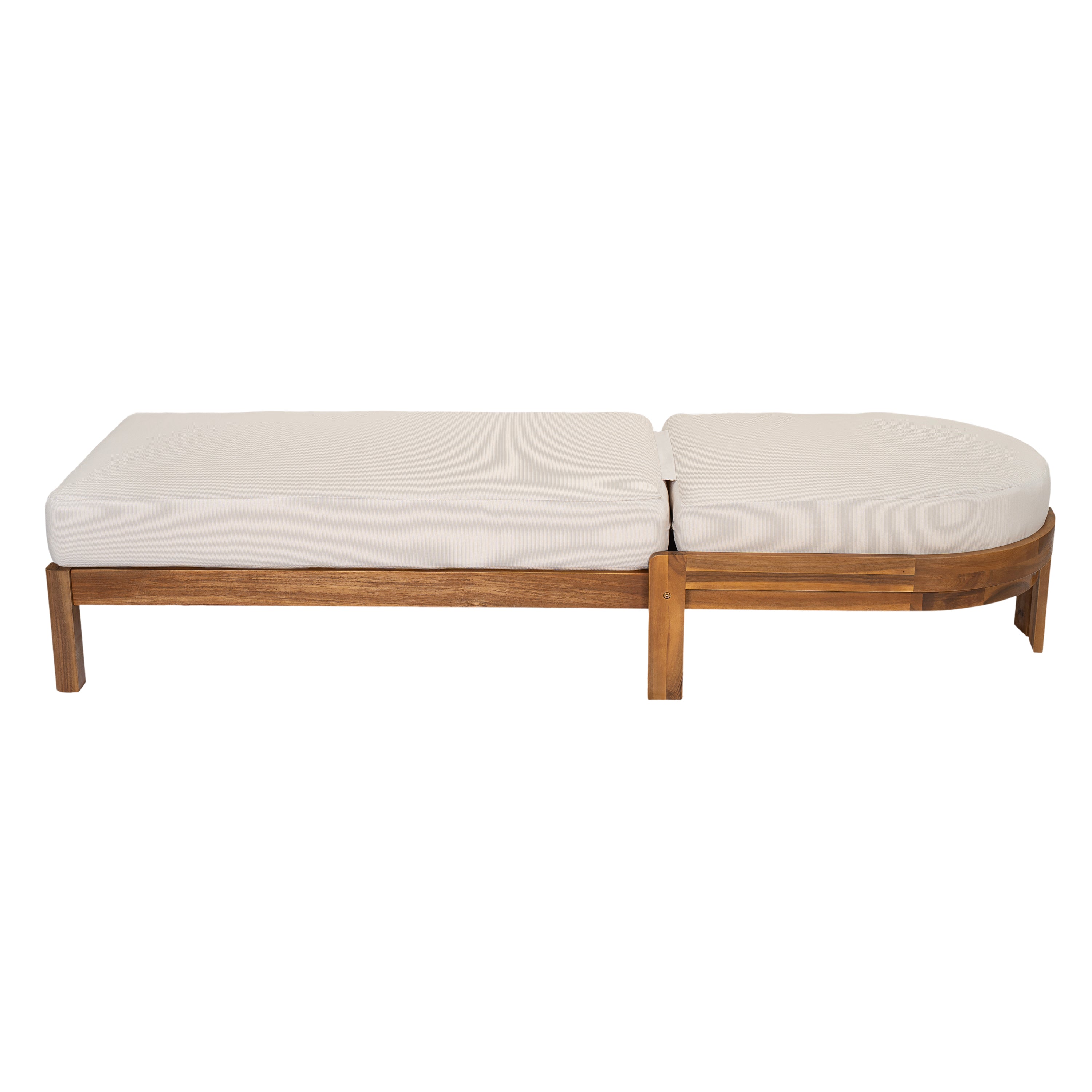 Genuine Acacia Wood Chaise Lounge Chairs with Adjustable Backrest - Set of 2