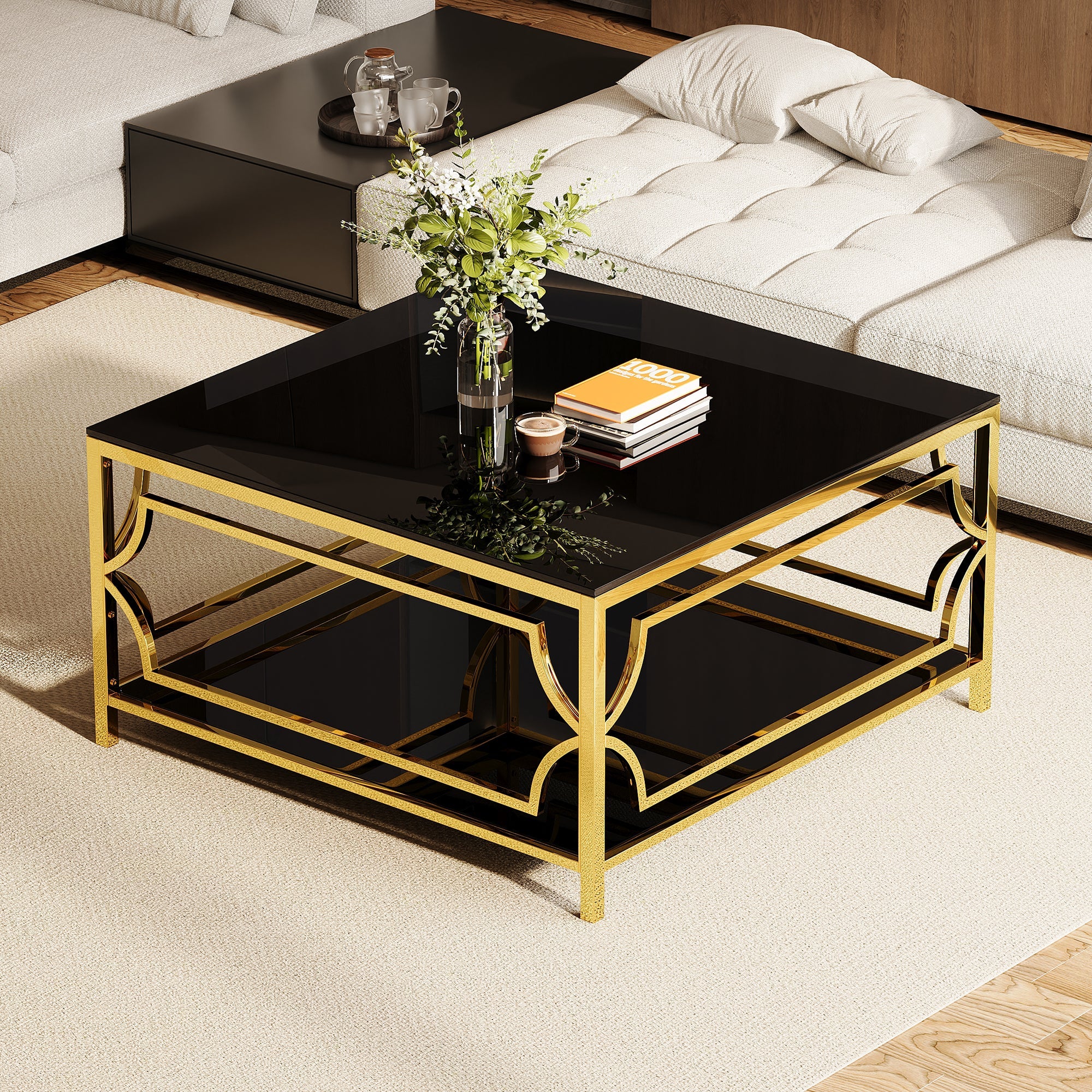 Square Glass Coffee Table in 33.5