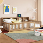 Wood Twin XL Bed with Storage Cabinets