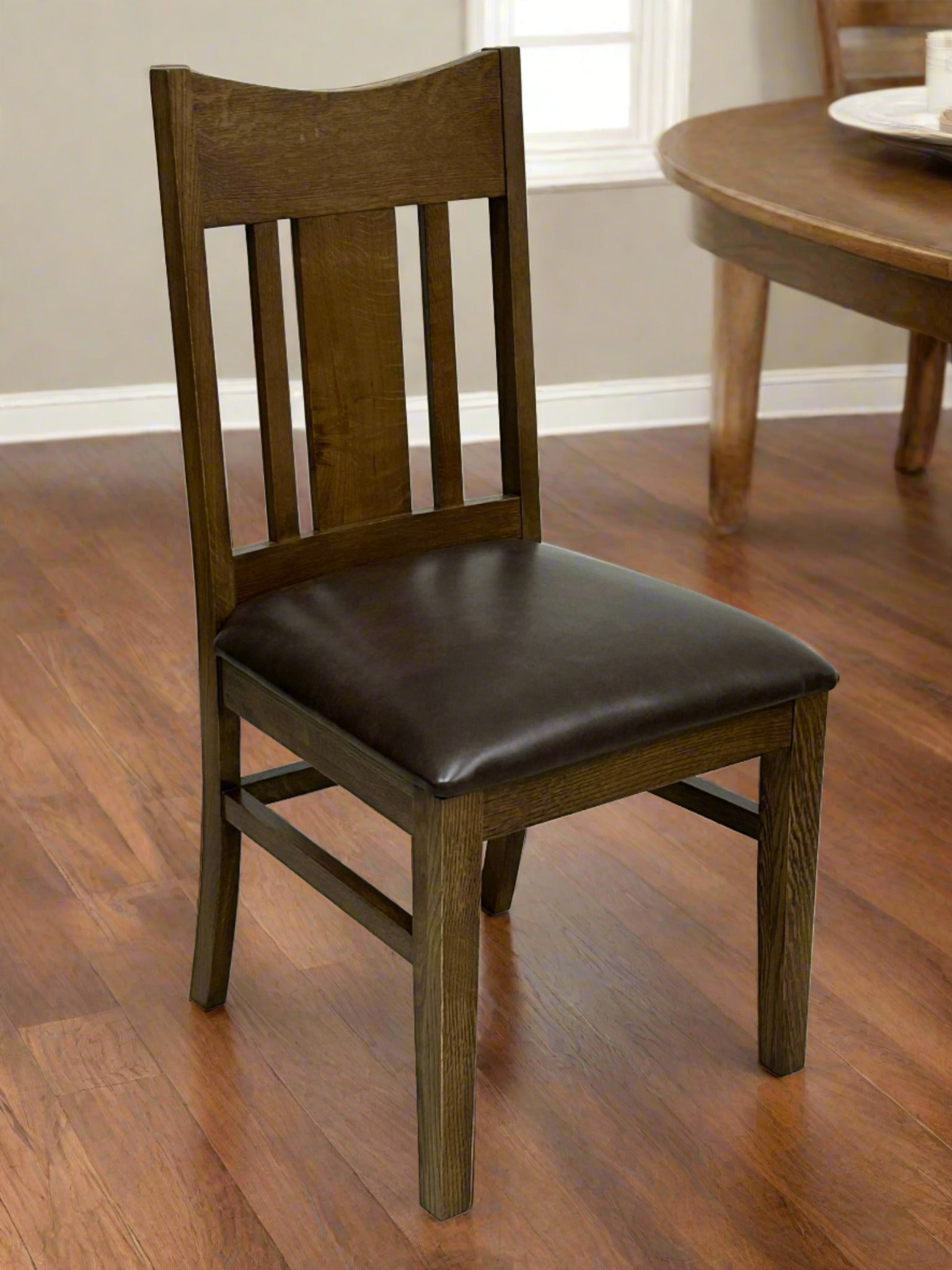 Mission Quarter Sawn Oak Round Dining Table Set - 40