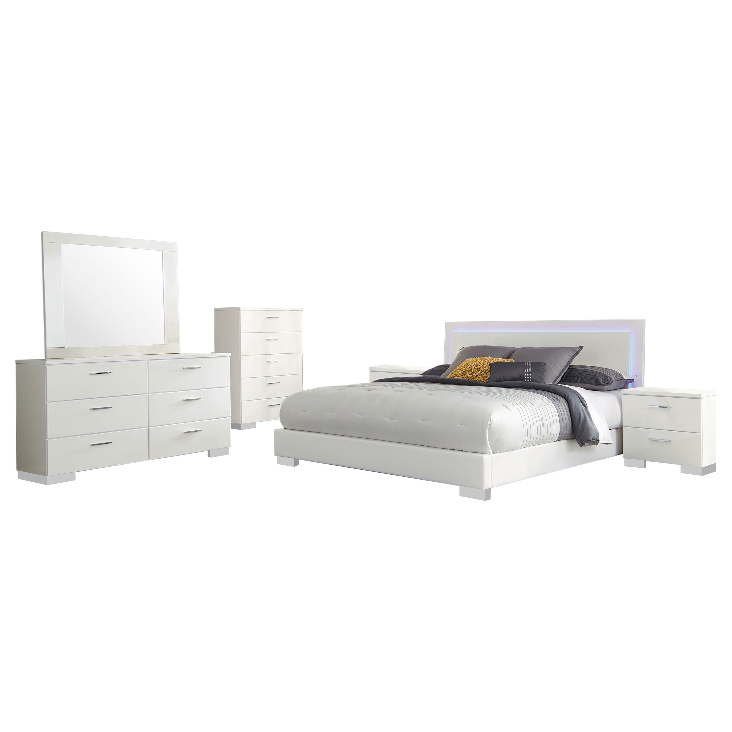 August Glossy Modern Bedroom Set