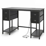 48-Inch Computer Desk with Power Outlet & 4 Fabric Drawers