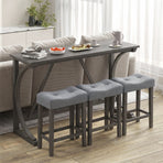 4-Piece Bar Table Set with Power Outlet & Upholstered Stools