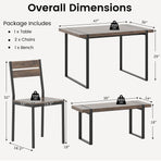 4-Piece Dining Table Set for 4 with 1 Bench and 2 Chairs-Gray