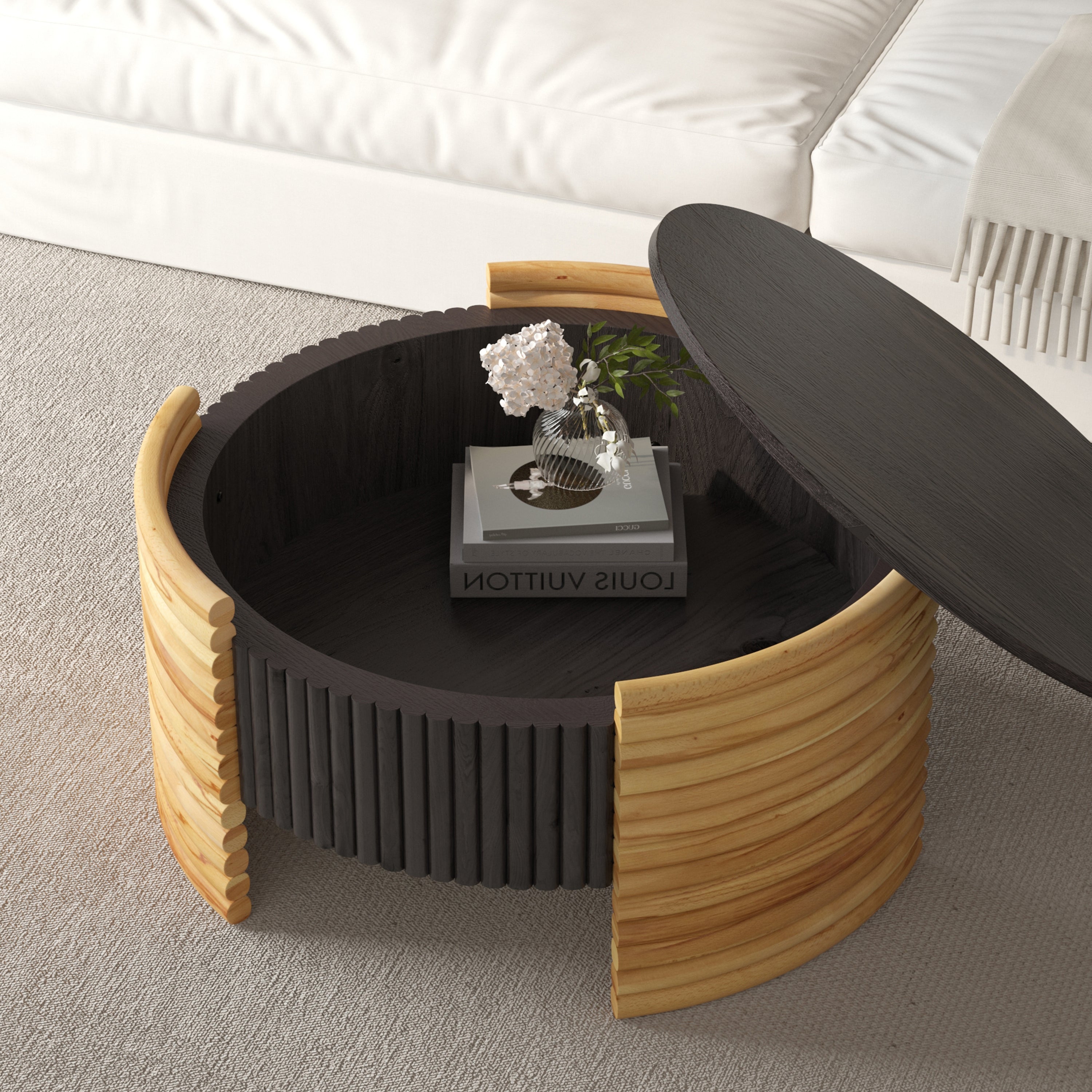 Modern Colorblocked Striped Coffee Table