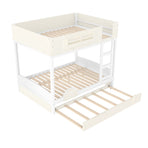 Full Bunk Bed with Trundle, White & Beige