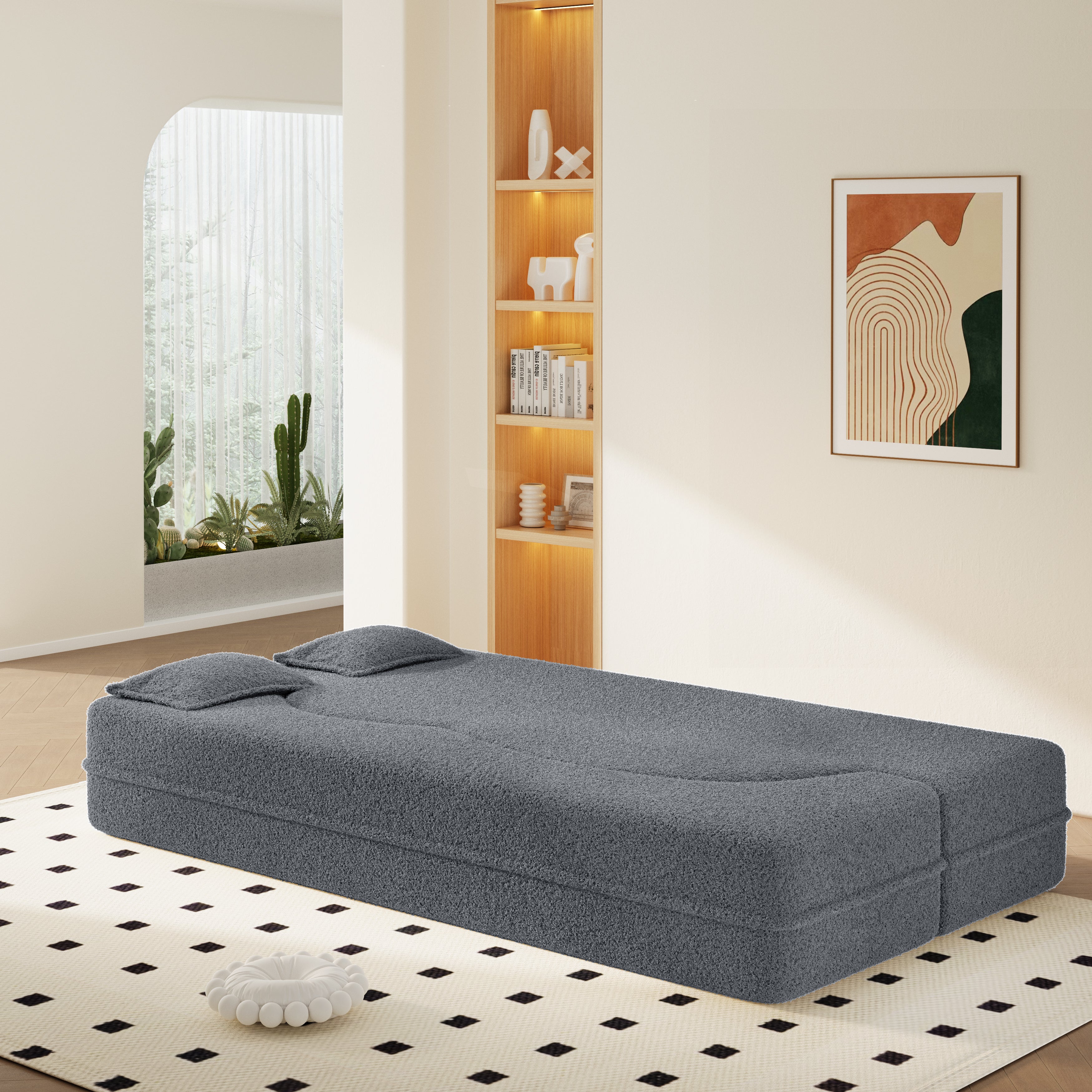 Modern Floor Sofa with 2 Pillows