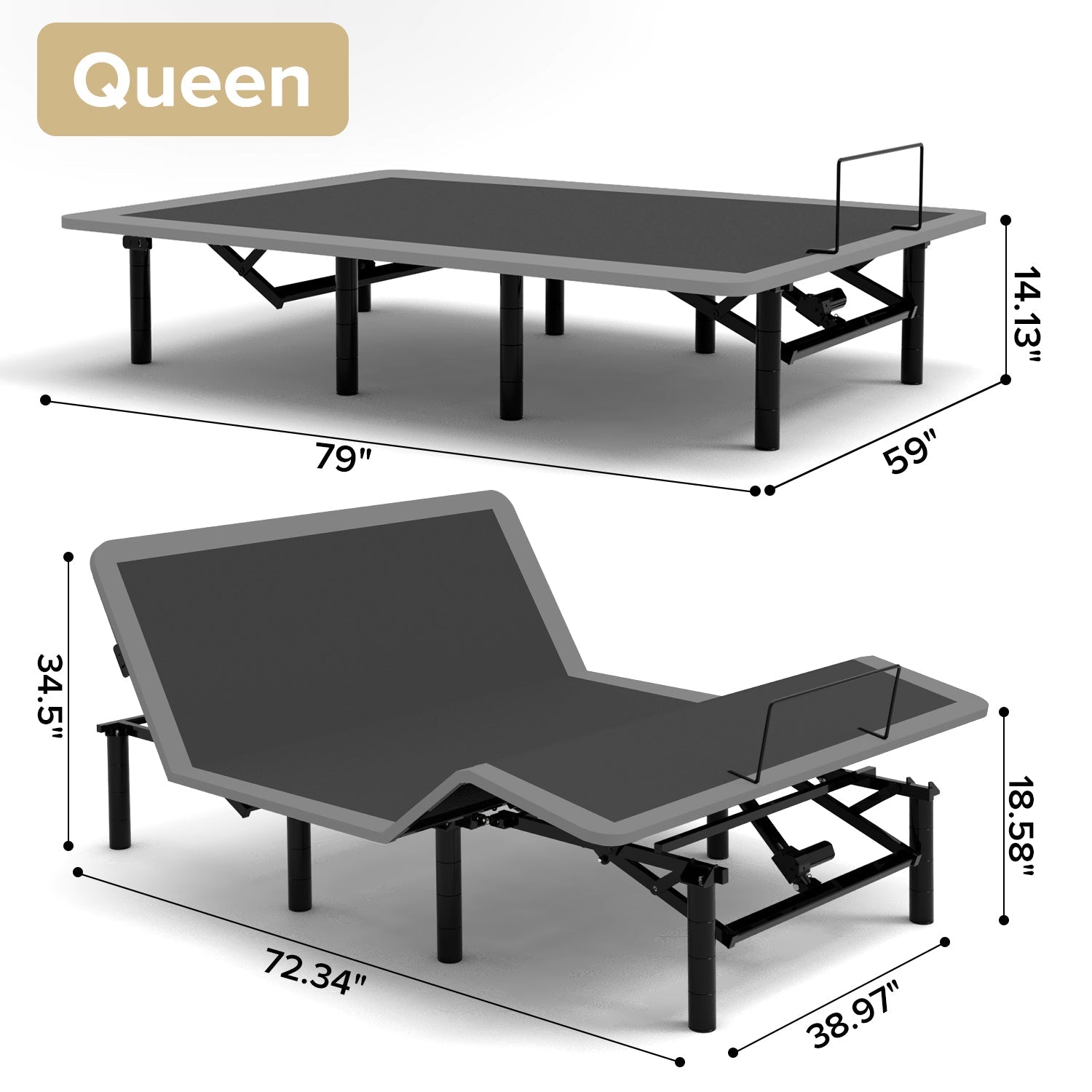 Queen Adjustable Bed Frame with Massage Head & Foot Incline