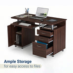 Complete Workstation Computer Desk with Storage in Chocolate
