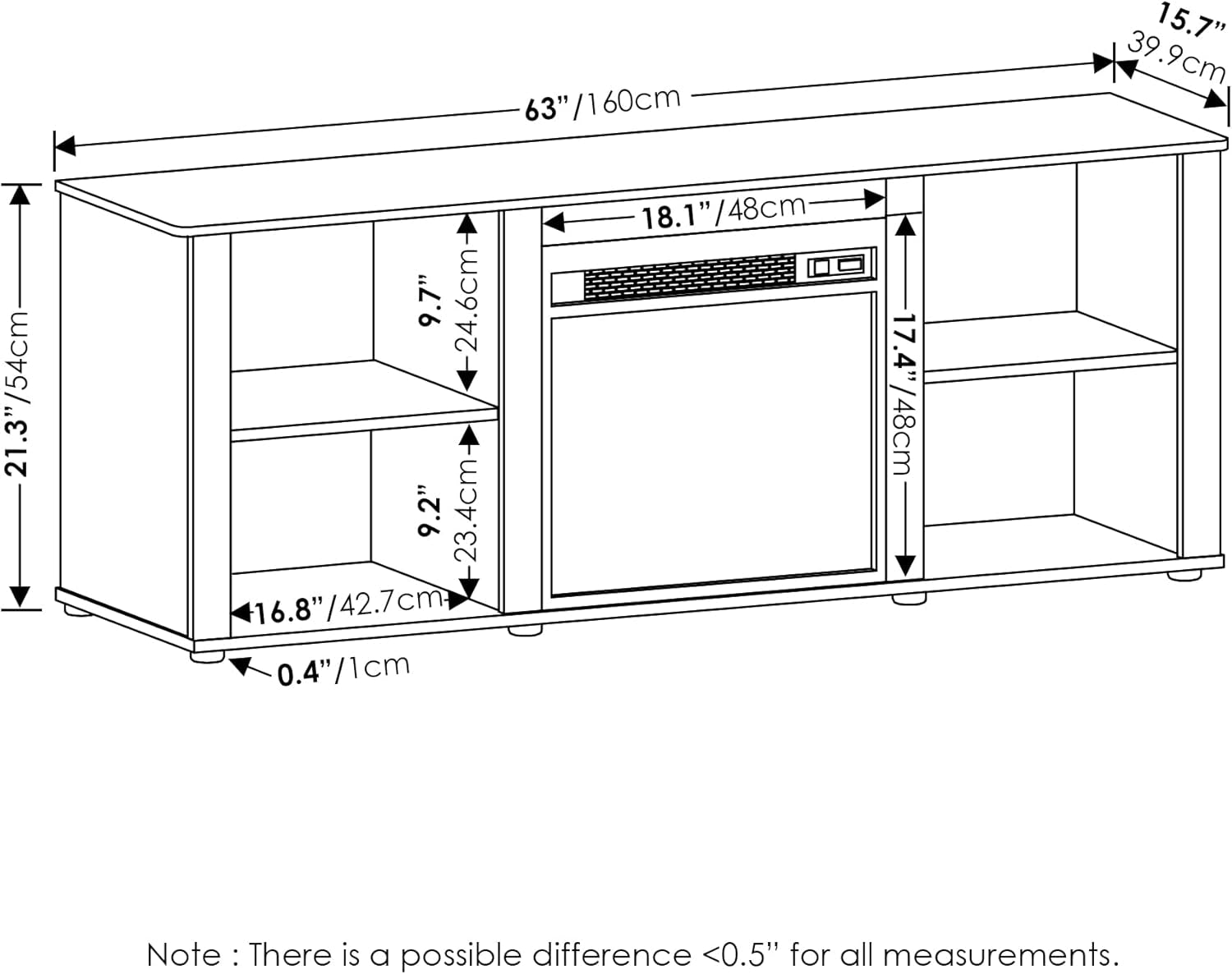 Americano 70 Inch TV Stand With Electric Fireplace