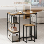 3-Piece Bar Table Set with 2 Stools-Rustic Brown