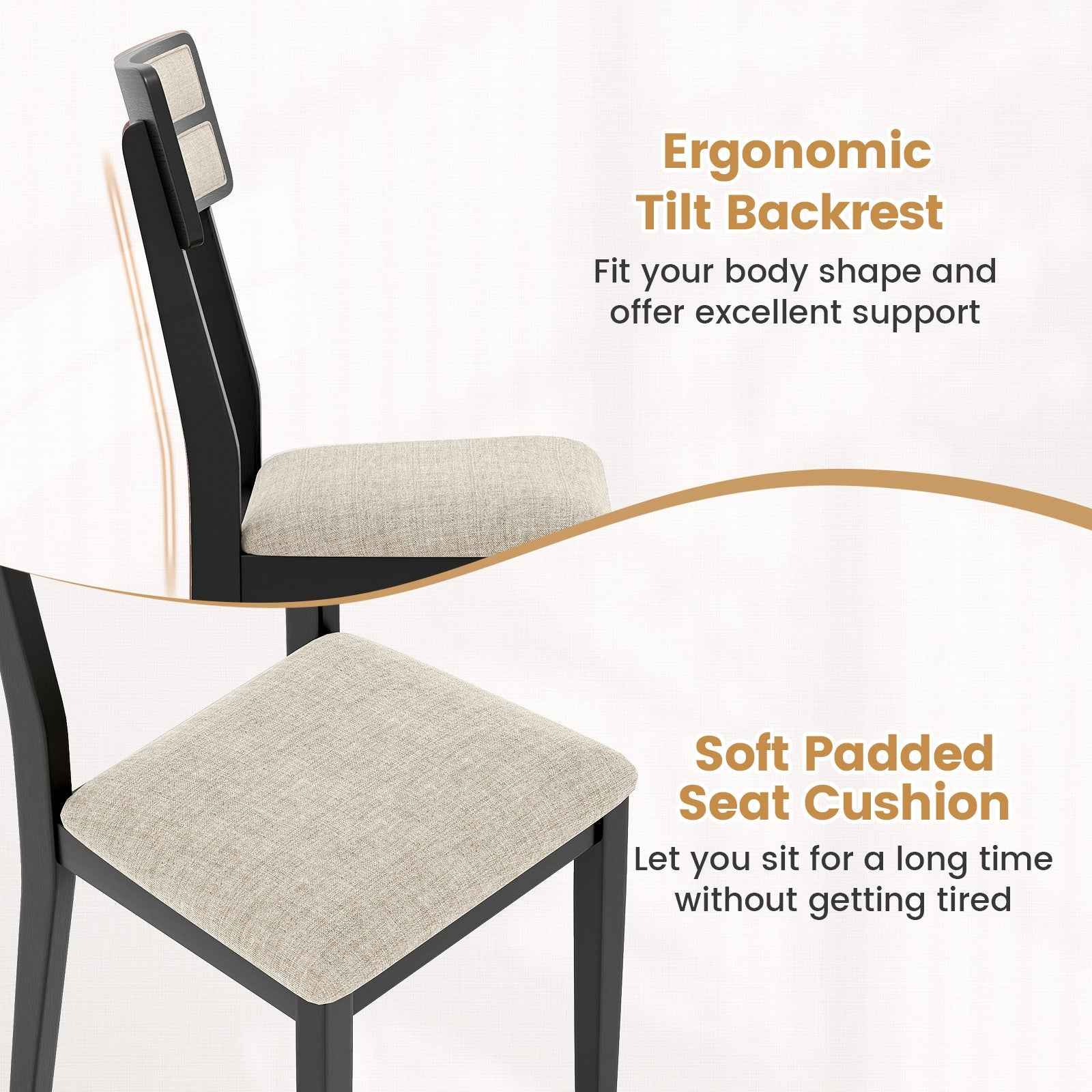 Modern Dining Chairs Set of 2 with Tilt Backrest