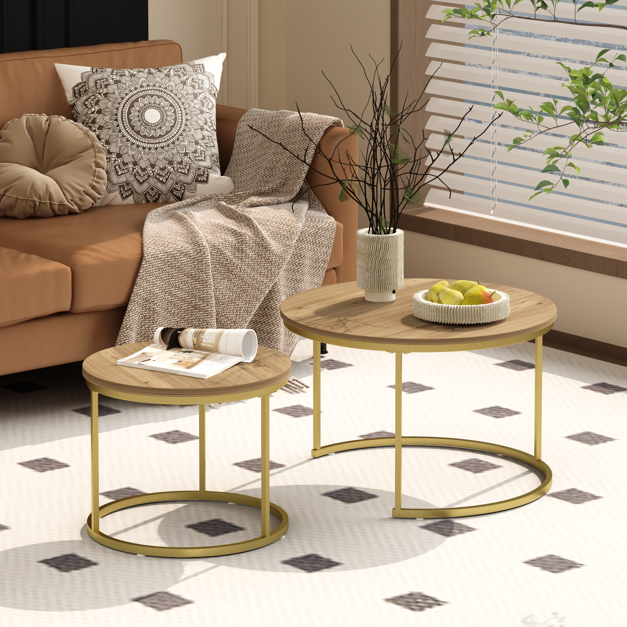 27.6in Nesting Coffee Table Set of 2